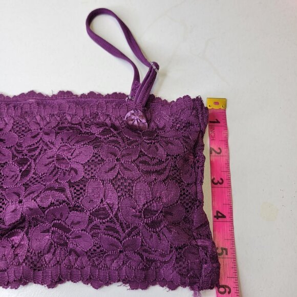 Sexy Purple Bralette Crop Top Lace Bandeau Adjustable Straps Removable Pad - NEW - Picture 4 of 12